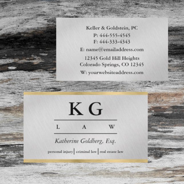 Lawyer Attorney at Law Silver & Gold Business Card (Creator Uploaded)