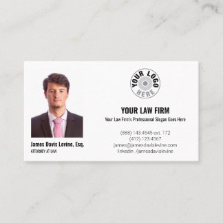 Lawyer Attorney at Law with Photo, Logo & QR Code Business Card