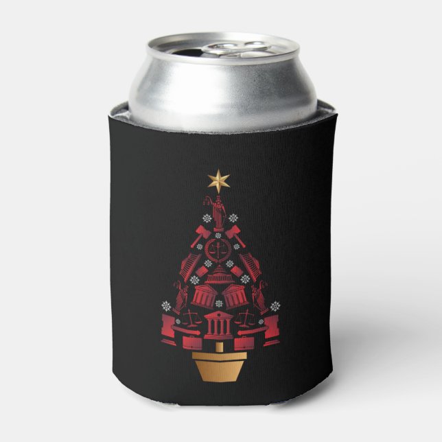 Lawyer Attorney Christmas Tree Can Cooler (Can Front)