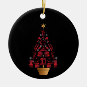 Lawyer Attorney Christmas Tree - Silhouette Art Ceramic Tree Decoration