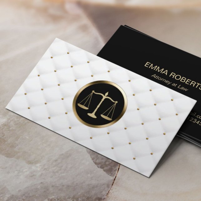 Lawyer Attorney Gold Scale Logo Luxury Quilted Business Card (Creator Uploaded)