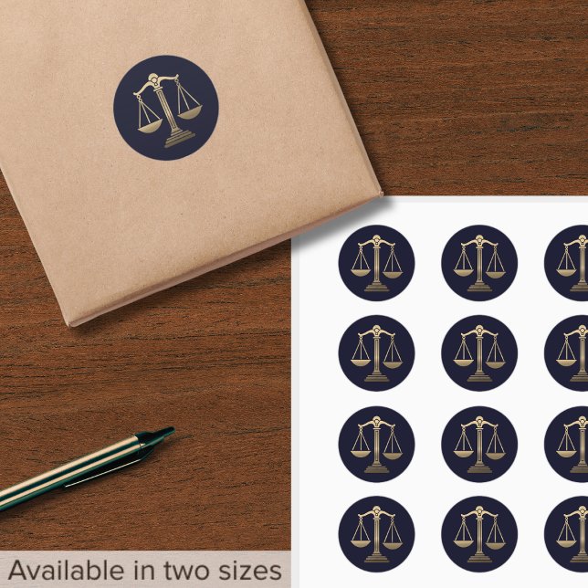 Lawyer Attorney Gold Scales of Justice Classic Round Sticker (Creator Uploaded)
