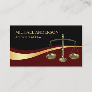 Lawyer Attorney Justice Elegant Black & Dark Red  Business Card
