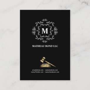 Lawyer Attorney LLC Monogram Gavel Business Card