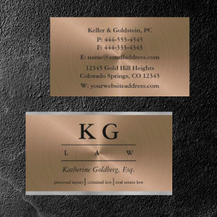 Lawyer Attorney Shiny Copper Silver Business Card