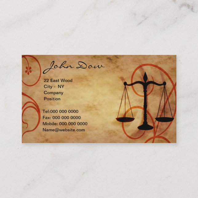 Lawyer Attorney vintage Business Card v1 (Front)