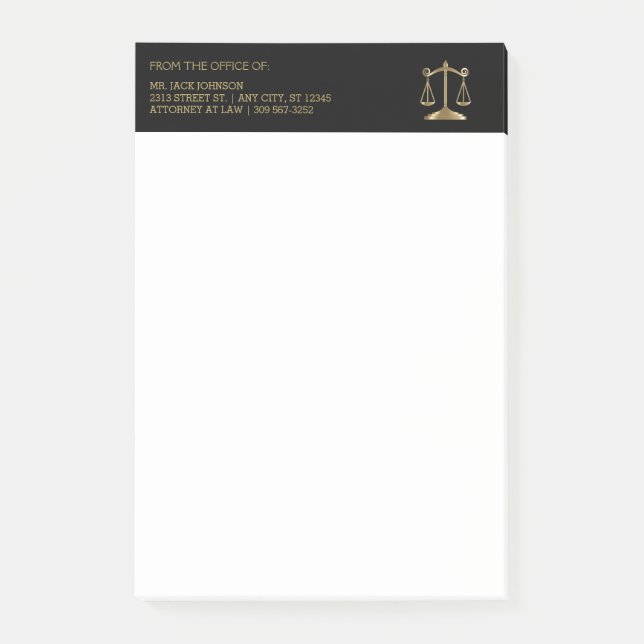 Lawyer - Black and Gold Post-it Notes (Front)