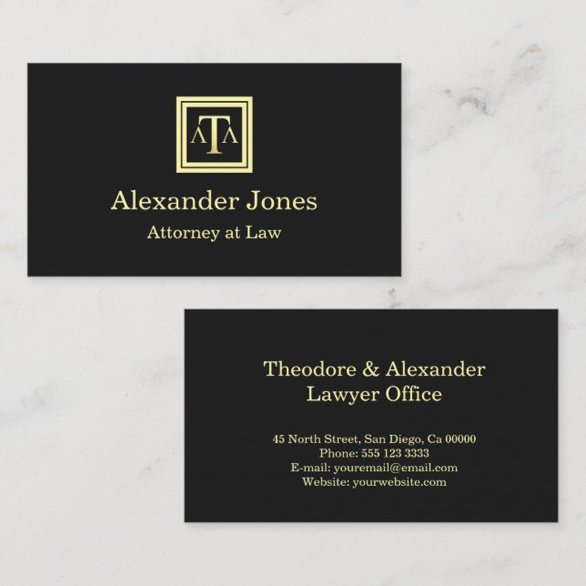 Lawyer Black Modern Business Card (Front/Back)