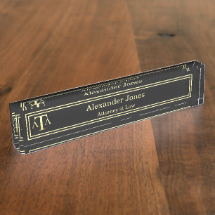 Lawyer Black Modern Nameplate