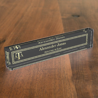 Lawyer Black Modern Nameplate