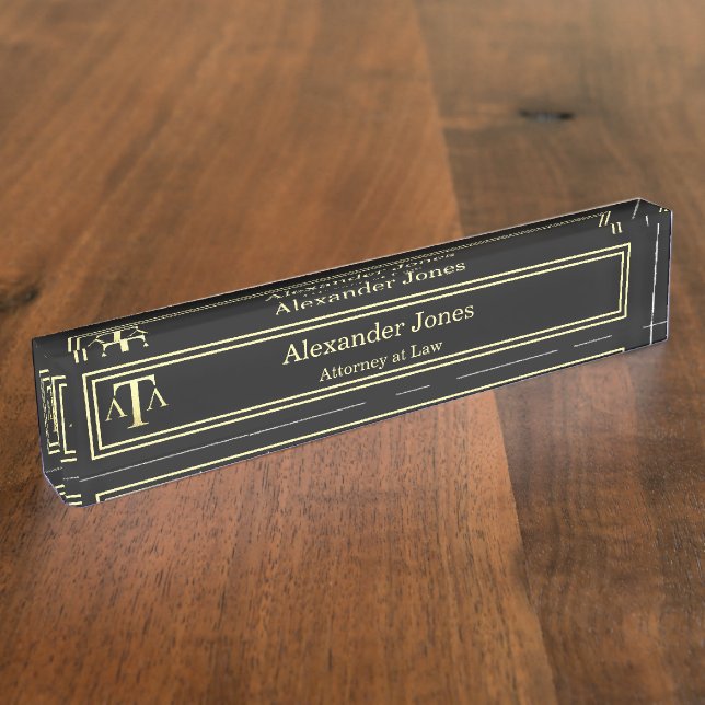 Lawyer Black Modern Nameplate (Side)