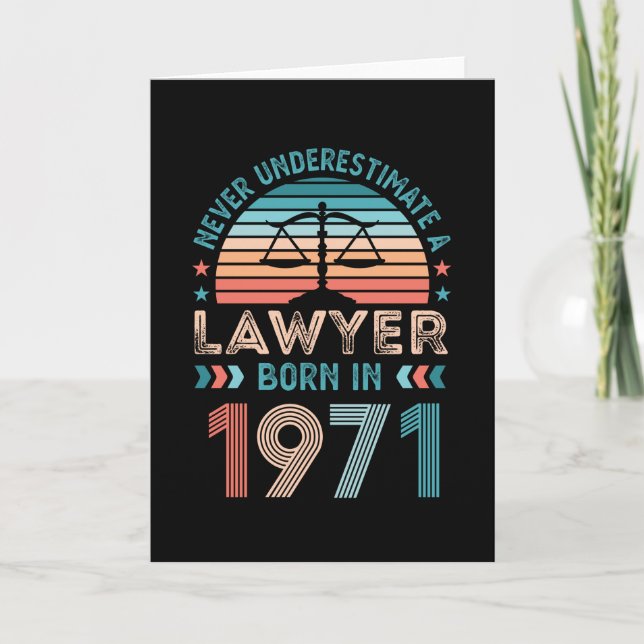 Lawyer born 1971 50th Birthday Law Gift Attorney Card (Front)