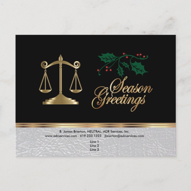 Lawyer Business Christmas - Season Greetings Holiday Postcard (Front)