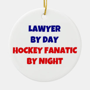 Lawyer by Day Hockey Fanatic by Night Ceramic Tree Decoration