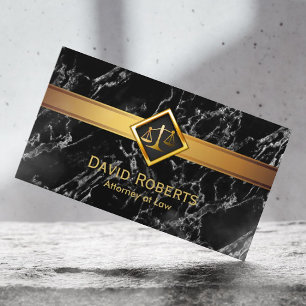 Lawyer Gold Justice Scale Attorney Modern Marble Business Card