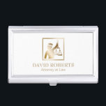 Lawyer Gold Lady Justice Logo Attorney at Law Business Card Holder<br><div class="desc">Lawyer Gold Lady Justice Logo Attorney at Law Business Card Holder.</div>