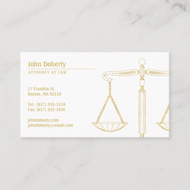 Lawyer | Gold Scales of Justice Business Card (Front)