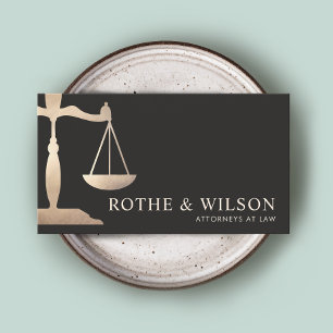 Lawyer Gold Scales of Justice Dark Brown Business Card