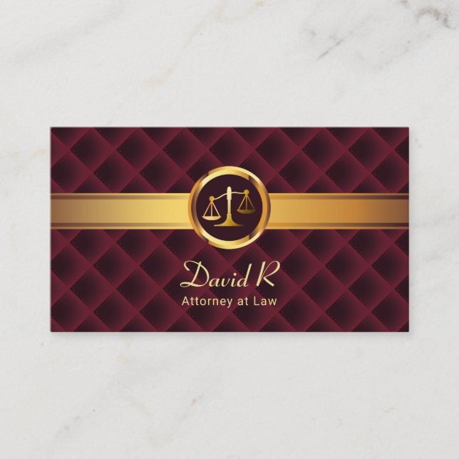 Lawyer Gold Stripe Luxury Maroon Attorney Business Card (Front)