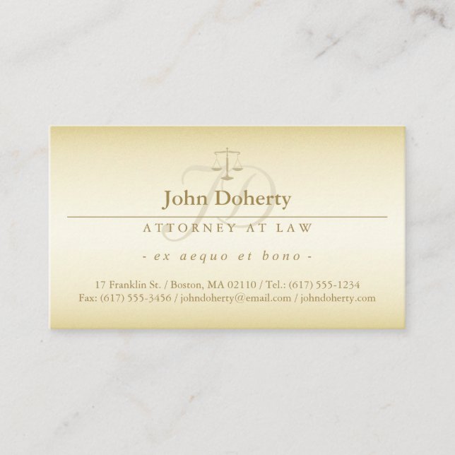 Lawyer | Golden Scales of Justice Business Card (Front)
