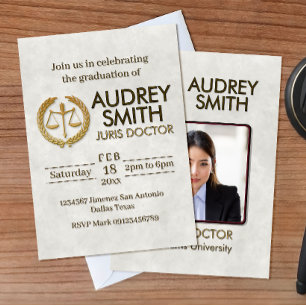 Lawyer Graduation with Photo Invitation