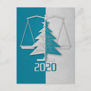 Lawyer Happy New Year 2020   Scales of justice Holiday Postcard