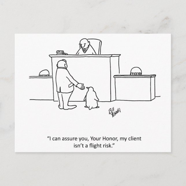 Lawyer Humour "Flight Risk" Postcard (Front)