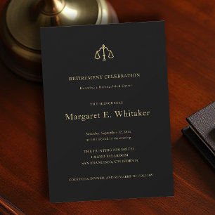Lawyer Judge Justice Scales Elegant Law Retirement Invitation