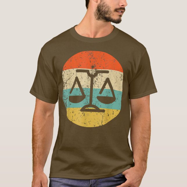 Lawyer Judge   Retro Scale of Justice T-Shirt (Front)