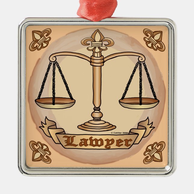 Lawyer Justice Scales Metal Tree Decoration (Front)