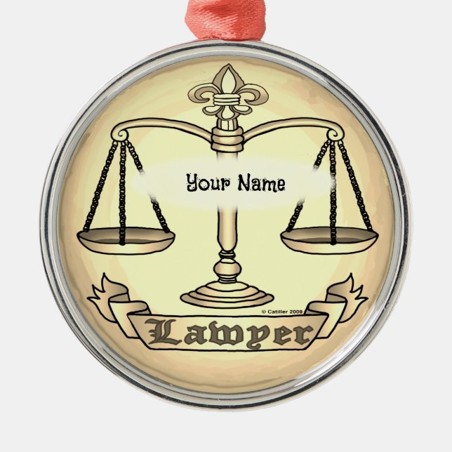 Lawyer Justice Scales Metal Tree Decoration (Front)