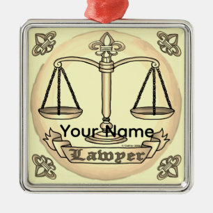 Lawyer Justice Scales Metal Tree Decoration