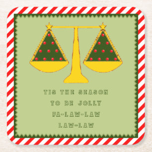 Lawyer Law Firm Christmas Holiday Square Paper Coaster