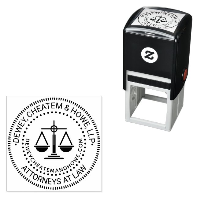 Lawyer Law Firm Logo, Scales of Justice Name URL Self-inking Stamp (In Situ)