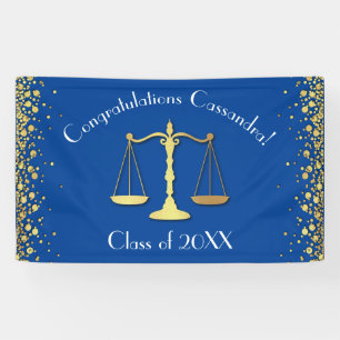 Lawyer Law School Blue Gold Graduation Party Banner