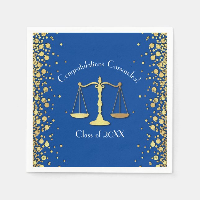 Lawyer Law School Blue Graduation Party Napkin (Front)