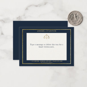Lawyer Law School Grad Gift Navy Gold Frame Custom Card