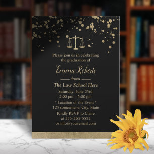 Lawyer Law School Graduation Modern Gold Splatters Invitation