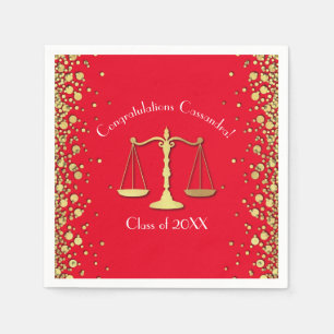 Lawyer Law School Graduation Party Gold Red Napkin