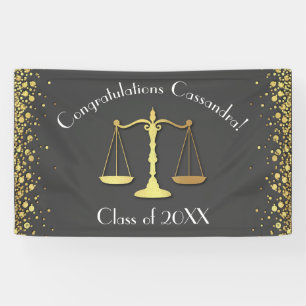Lawyer Law School Graduation Party Grey Gold Banner
