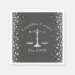 Lawyer Law School Graduation Party Grey Silver Napkin