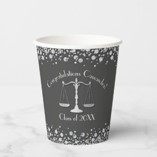 Lawyer Law School Graduation Party Grey Silver Paper Cups
