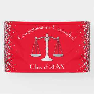 Lawyer Law School Graduation Party Silver Red Banner