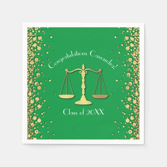 Lawyer Law School Green Graduation Party Napkin (Front)
