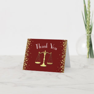 Lawyer Law School Maroon Gold Graduation Party Thank You Card