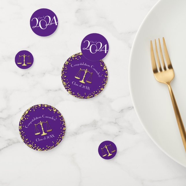 Lawyer Law School Purple Gold Graduation Party Confetti (Group)