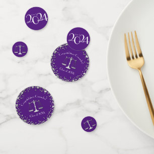 Lawyer Law School Purple Silver Graduation Party Confetti