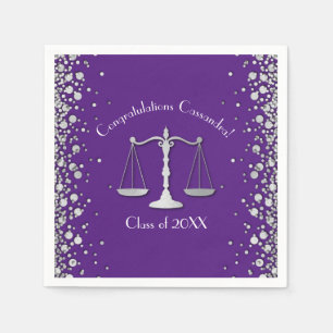Lawyer Law School Purple Silver Graduation Party Napkin