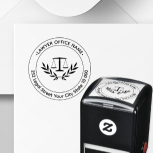 Lawyer legal scales of justice custom name address self-inking stamp