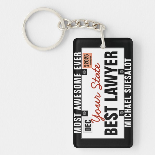 Lawyer License Plate Funny Keychain (Front)